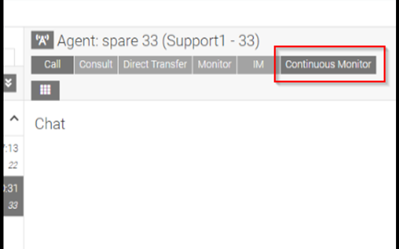 Image of continuous monitoring button in Cisco Finesse