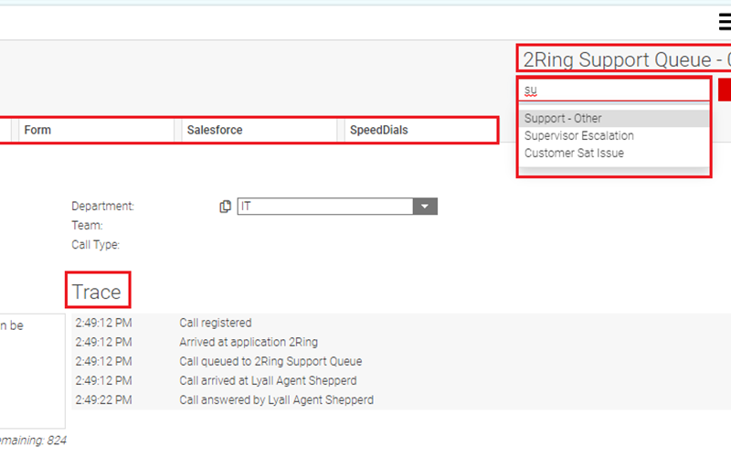 Screenshot of 2Ring Gadgets for Cisco Finesse Dialog Gadget