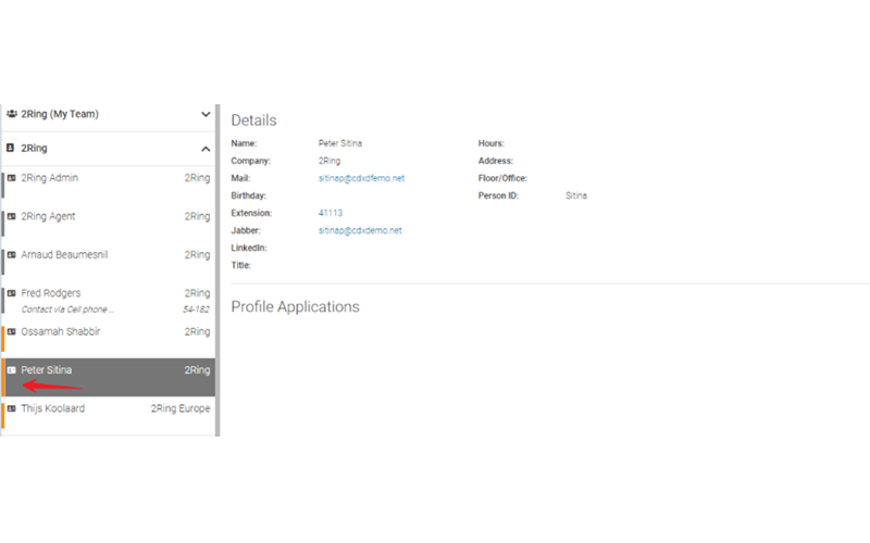 Image indicating how Microsoft Teams presence is displayed in Cisco Finesse via 2Ring Gadgets