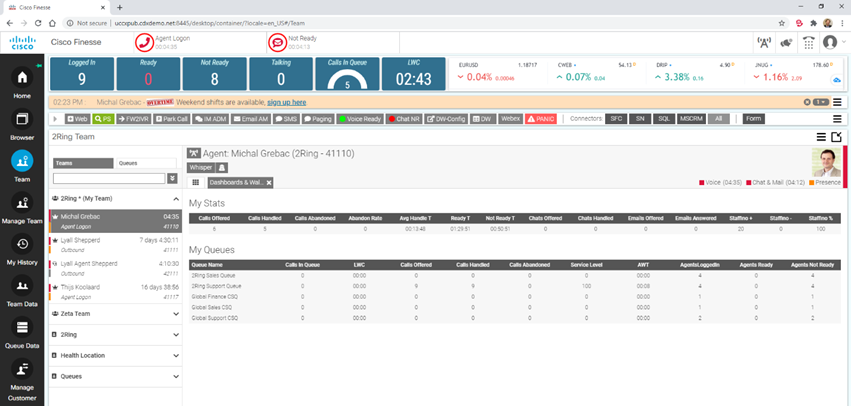 Cisco Finesse 12.5 enhanced with 2Ring Gadgets