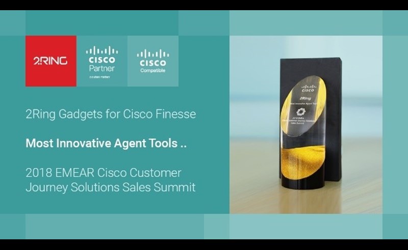 Image of Most Innovative Agent Tool Award received by 2Ring for our Gadgets for Cisco Finesse