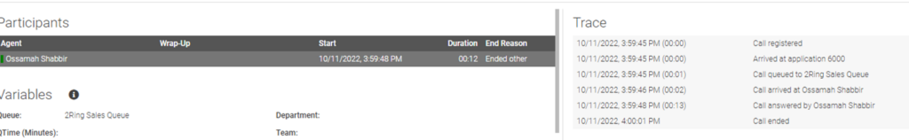 Supervisor needs to review details of a particular call as it is happening, or from a few days, weeks, or months ago