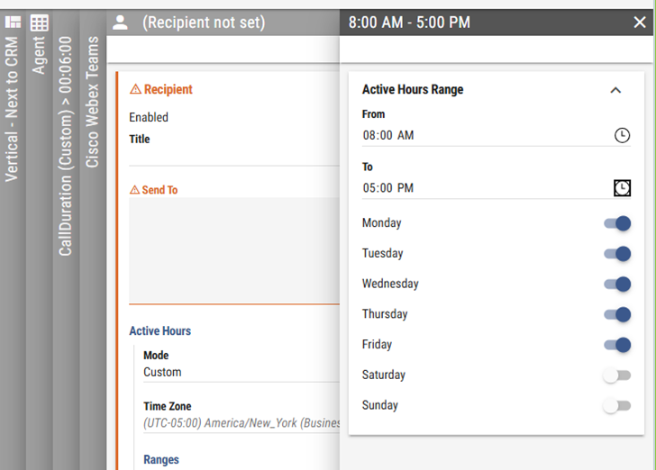 Setting Active Hours per Notification Recipient
